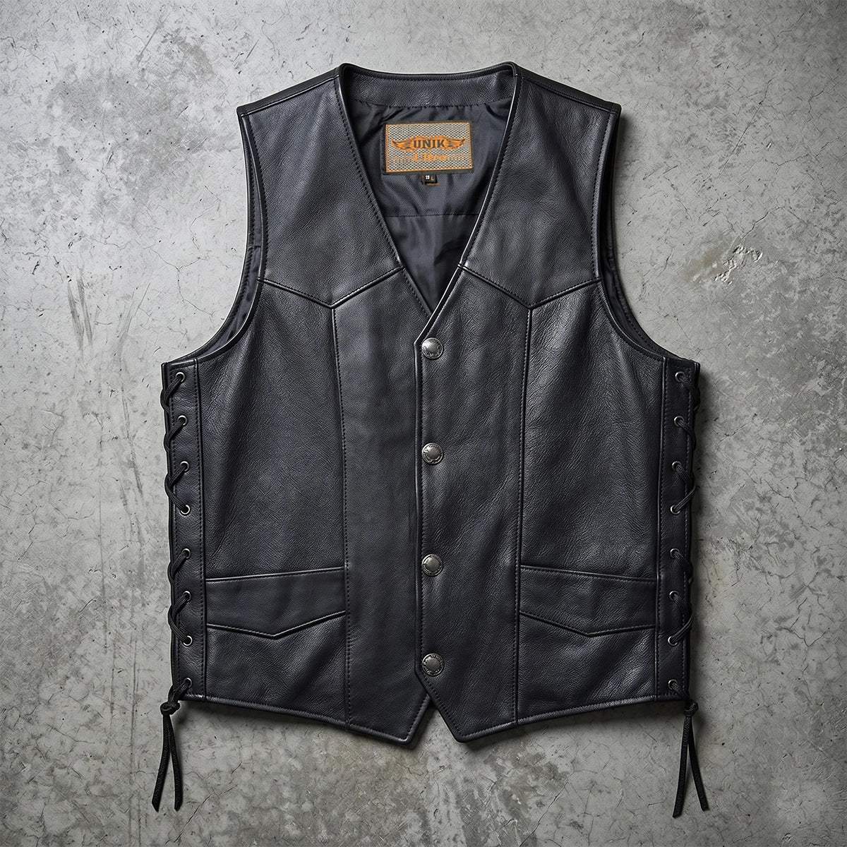 Rancher - Men's Ultra Leather Motorcycle Vest - Unik Just for Bikers - Flyclothing LLC
