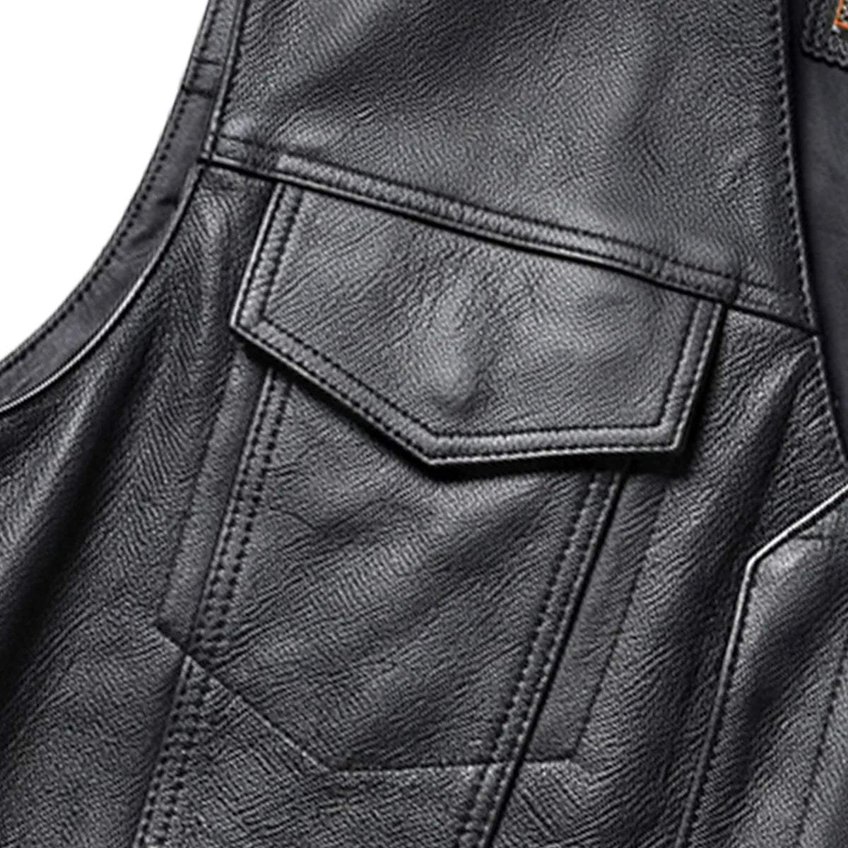 Red river - Men's Premium Leather Motorcycle Vest - Unik Just for Bikers - Flyclothing LLC