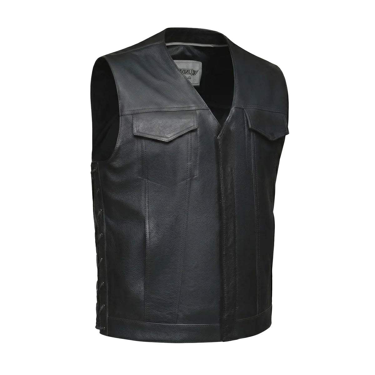 Red river - Men's Premium Leather Motorcycle Vest - Unik Just for Bikers - Flyclothing LLC