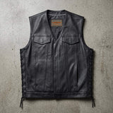 Red river - Men's Premium Leather Motorcycle Vest - Unik Just for Bikers - Flyclothing LLC