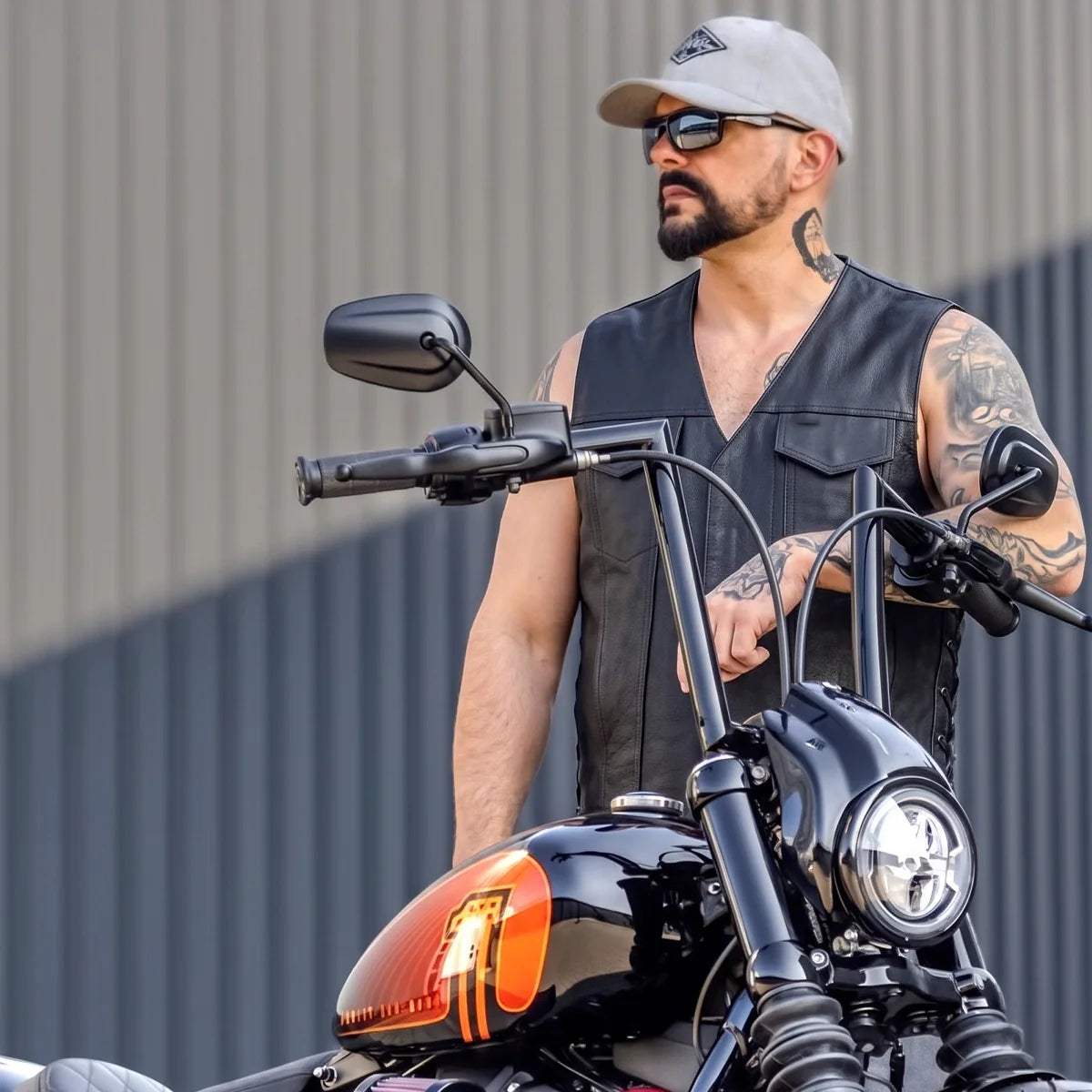 Red river - Men's Premium Leather Motorcycle Vest - Unik Just for Bikers - Flyclothing LLC