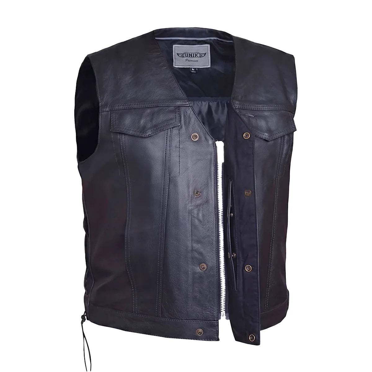 Red river - Men's Premium Leather Motorcycle Vest - Unik Just for Bikers - Flyclothing LLC