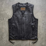 Rifleman - Men's Premium Leather Motorcycle Vest - Unik Just for Bikers - Flyclothing LLC