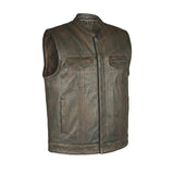 Spearfish - Men's Club Style Leather Motorcycle Vest (Brown) - Unik Just for Bikers - Flyclothing LLC