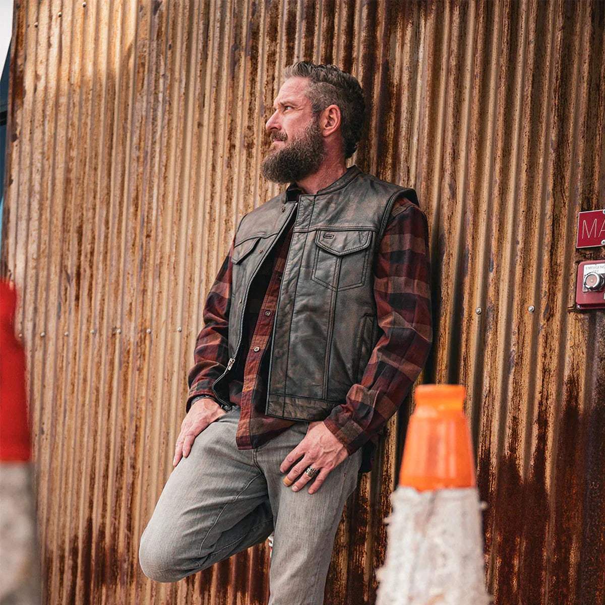 Spearfish - Men's Club Style Leather Motorcycle Vest (Brown) - Unik Just for Bikers - Flyclothing LLC
