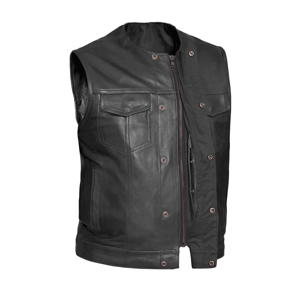 Runner - Men's SOA Club Style Leather Motorcycle Vest - Unik Just for Bikers - Flyclothing LLC
