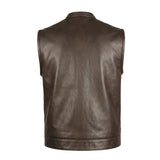 Spearfish - Men's Club Style Leather Motorcycle Vest (Brown) - Unik Just for Bikers - Flyclothing LLC