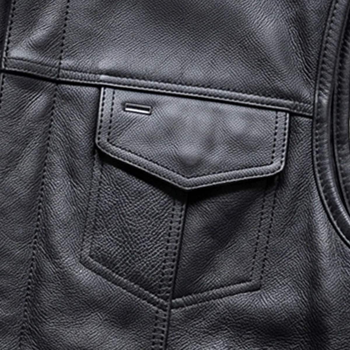 Rushmore - Men's SOA Club Style Leather Motorcycle Vest - Unik Just for Bikers - Flyclothing LLC