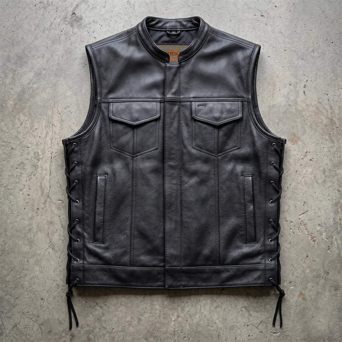Rushmore - Men's SOA Club Style Leather Motorcycle Vest - Unik Just for Bikers - Flyclothing LLC