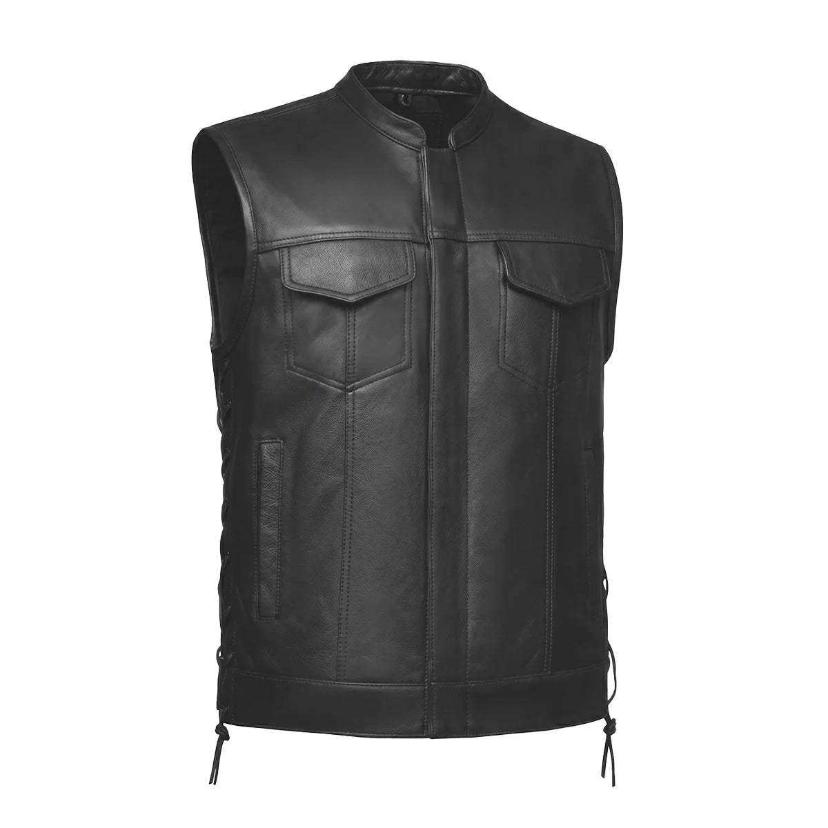 Rushmore - Men's SOA Club Style Leather Motorcycle Vest - Unik Just for Bikers - Flyclothing LLC