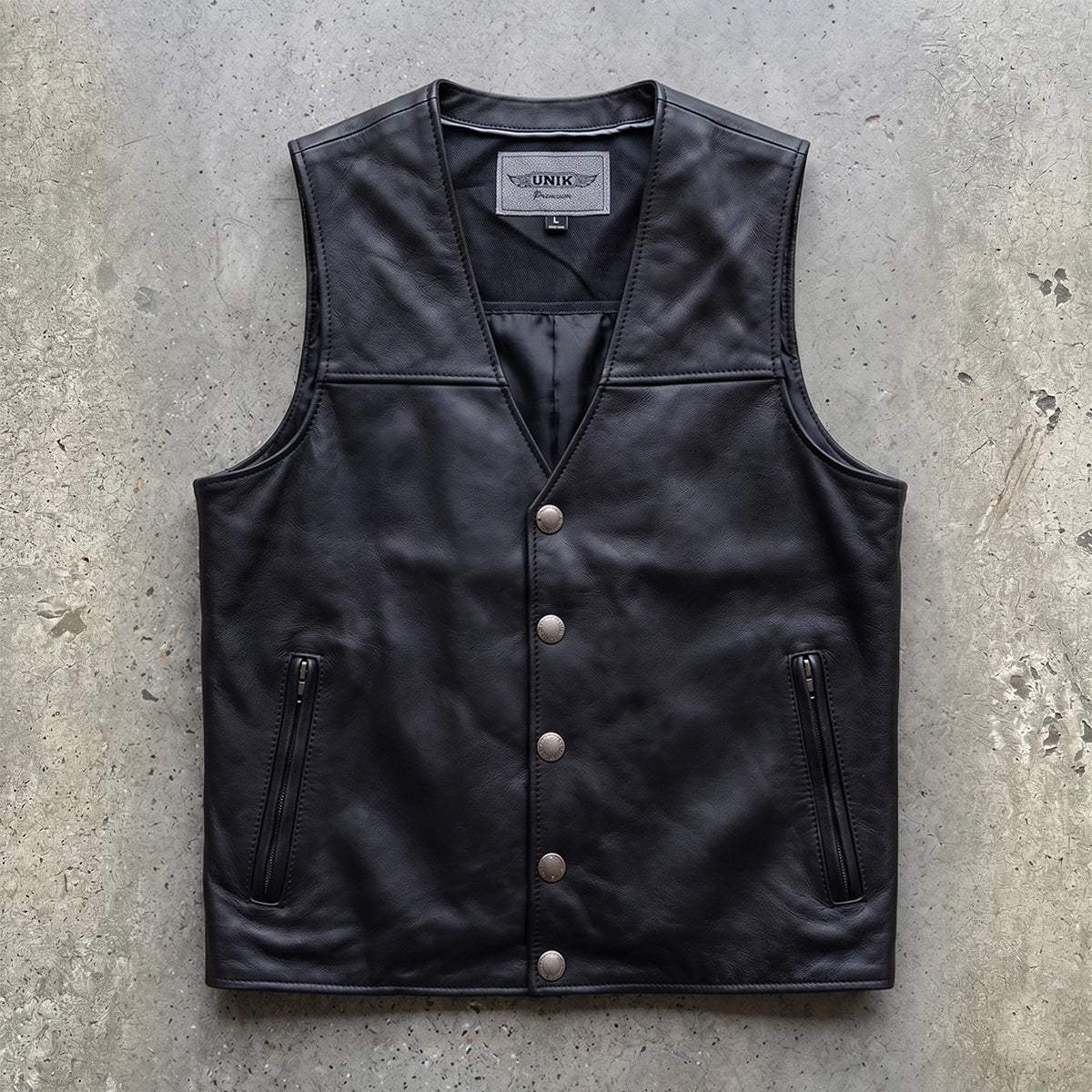 Santa Fe - Men's Premium Leather Motorcycle Vest - Unik Just for Bikers - Flyclothing LLC