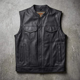 Sturgis - Men's SOA Club Style Leather Motorcycle Vest - Unik Just for Bikers - Flyclothing LLC