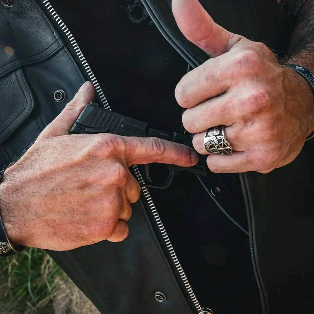 Sturgis - Men's SOA Club Style Leather Motorcycle Vest - Unik Just for Bikers - Flyclothing LLC