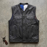 Texan - Men's Texas Flag Club Style Leather Motorcycle Vest - Unik Just for Bikers - Flyclothing LLC