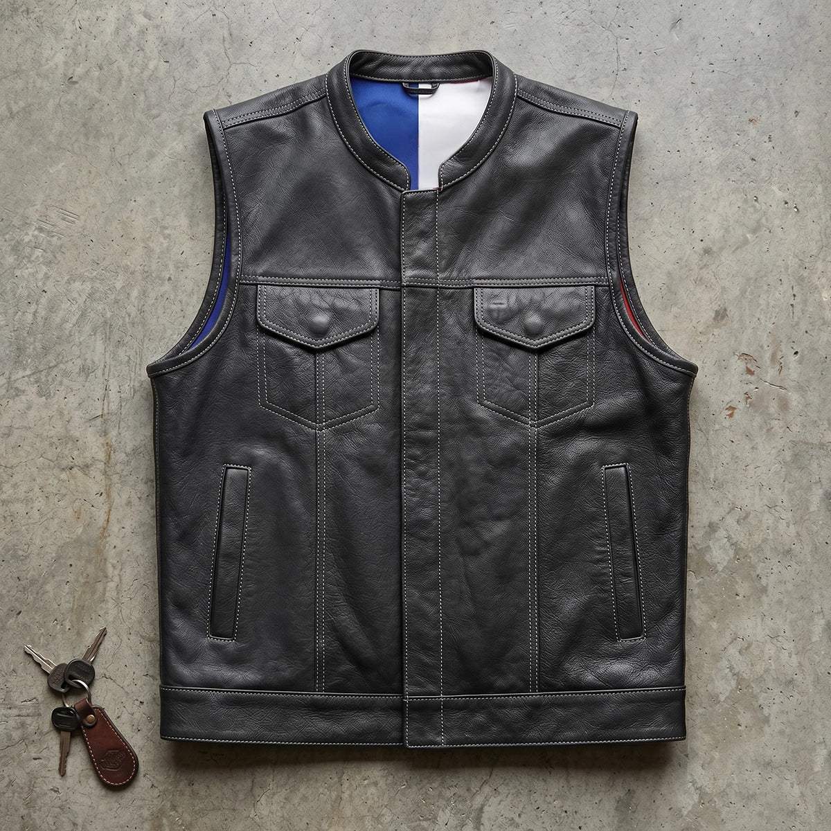 Texan - Men's Texas Flag Club Style Leather Motorcycle Vest - Unik Just for Bikers - Flyclothing LLC