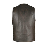 Toas - Men's Motorcycle Leather Vest (Brown) - Unik Just for Bikers - Flyclothing LLC