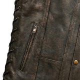 Toas - Men's Motorcycle Leather Vest (Brown) - Unik Just for Bikers - Flyclothing LLC