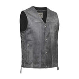 Tombstone - Men's Motorcycle Leather Vest (Gray) - Unik Just for Bikers - Flyclothing LLC