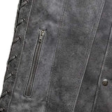 Tombstone - Men's Motorcycle Leather Vest (Gray) - Unik Just for Bikers - Flyclothing LLC