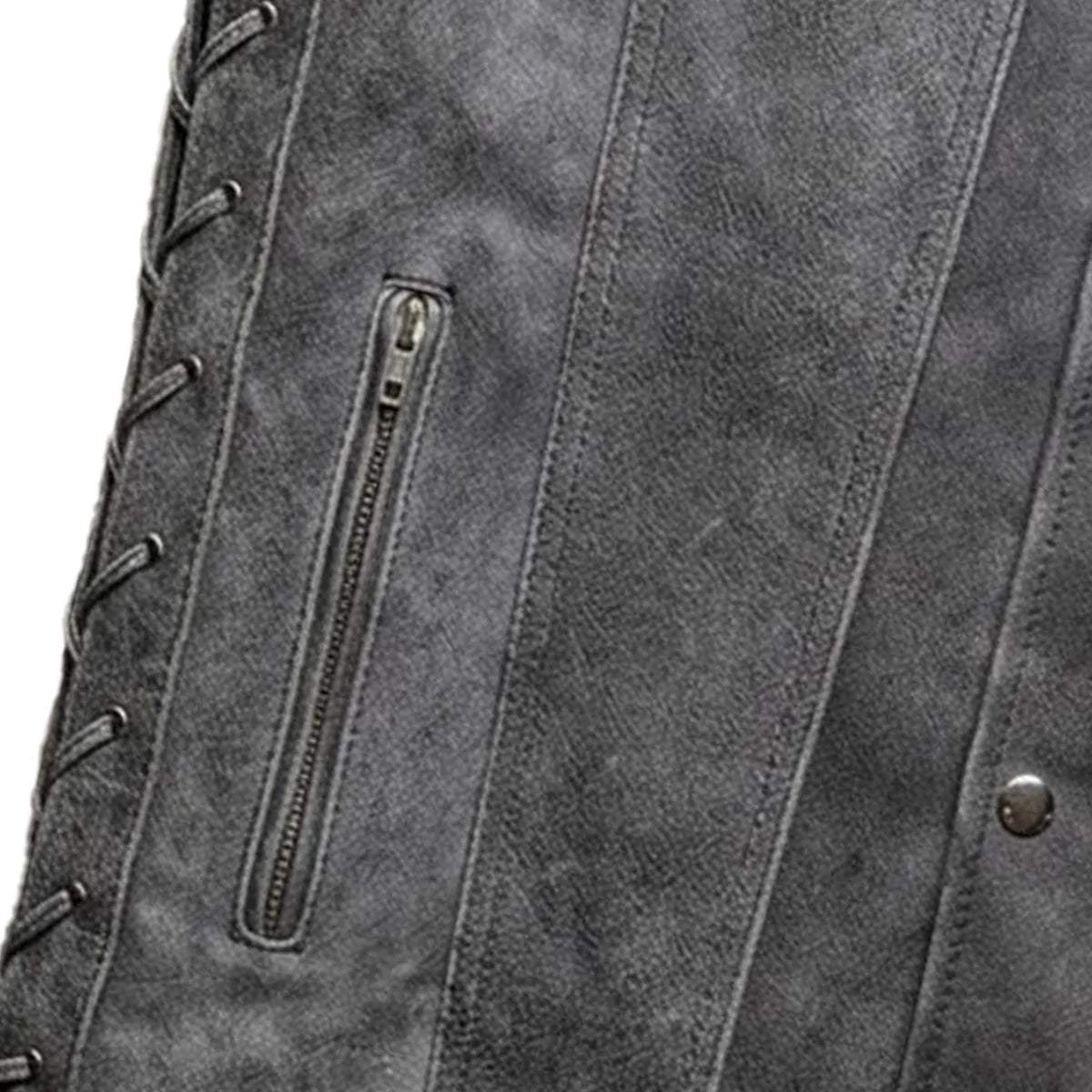 Tombstone - Men's Motorcycle Leather Vest (Gray) - Unik Just for Bikers - Flyclothing LLC