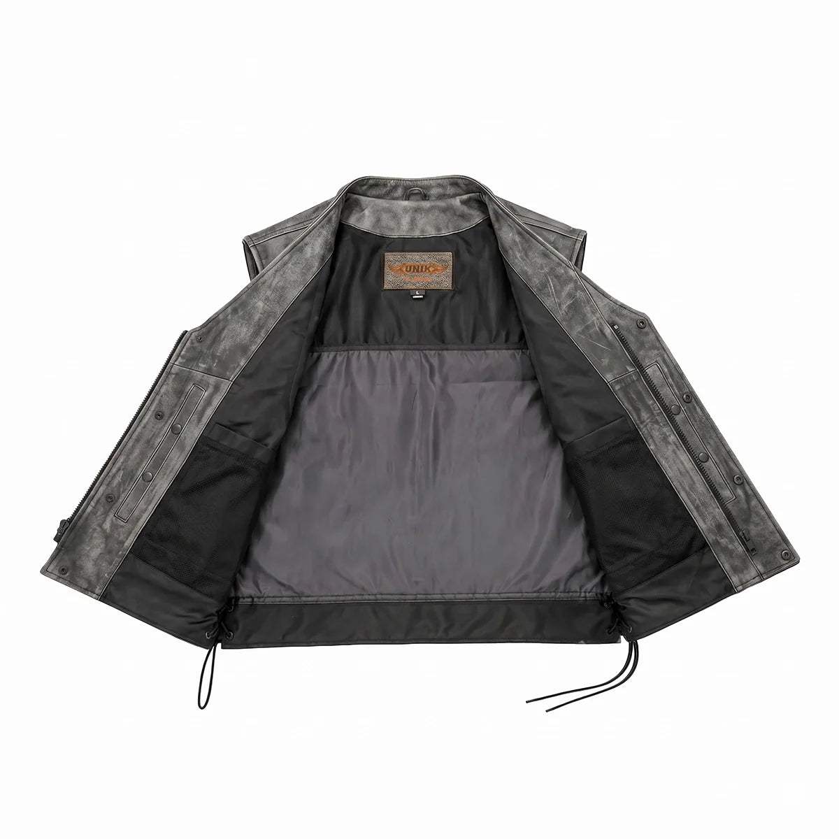 Tombstone - Men's Motorcycle Leather Vest (Gray) - Unik Just for Bikers - Flyclothing LLC