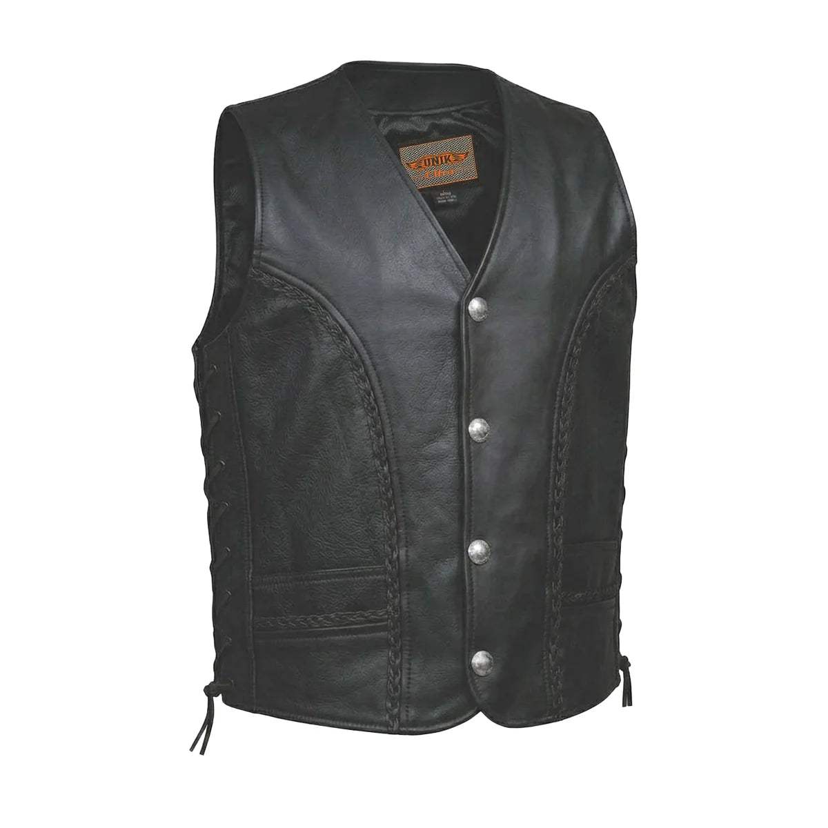 Wrangler - Men's Ultra Leather Motorcycle Vest - Unik Just for Bikers - Flyclothing LLC