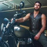 Wrangler - Men's Ultra Leather Motorcycle Vest - Unik Just for Bikers - Flyclothing LLC