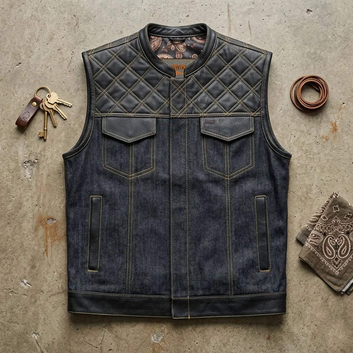 Yellowjacket - Mens Hybrid Club Vest - Unik Just for Bikers - Flyclothing LLC