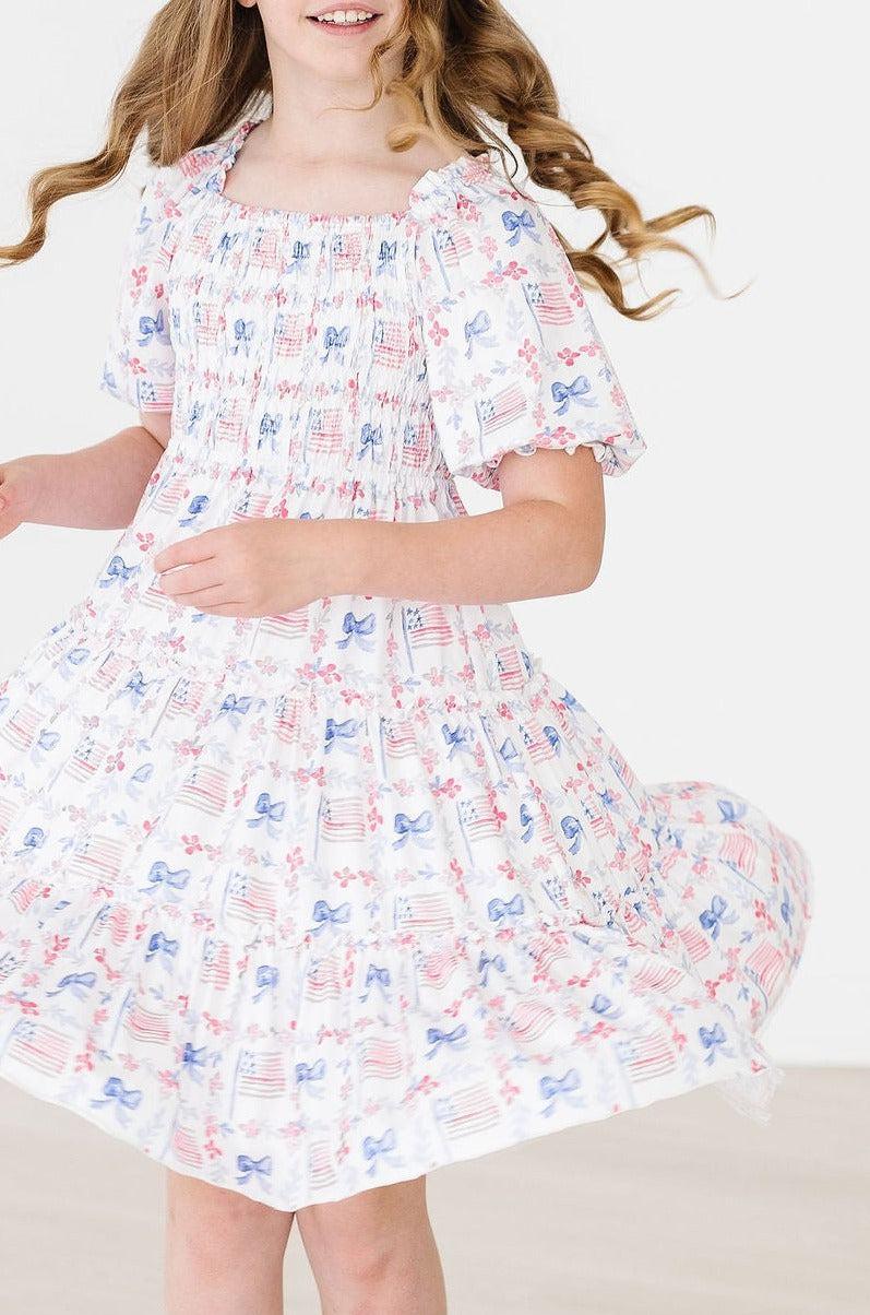 Vintage Flags Smocked Ruffle Dress - Mila & Rose ® - Flyclothing LLC