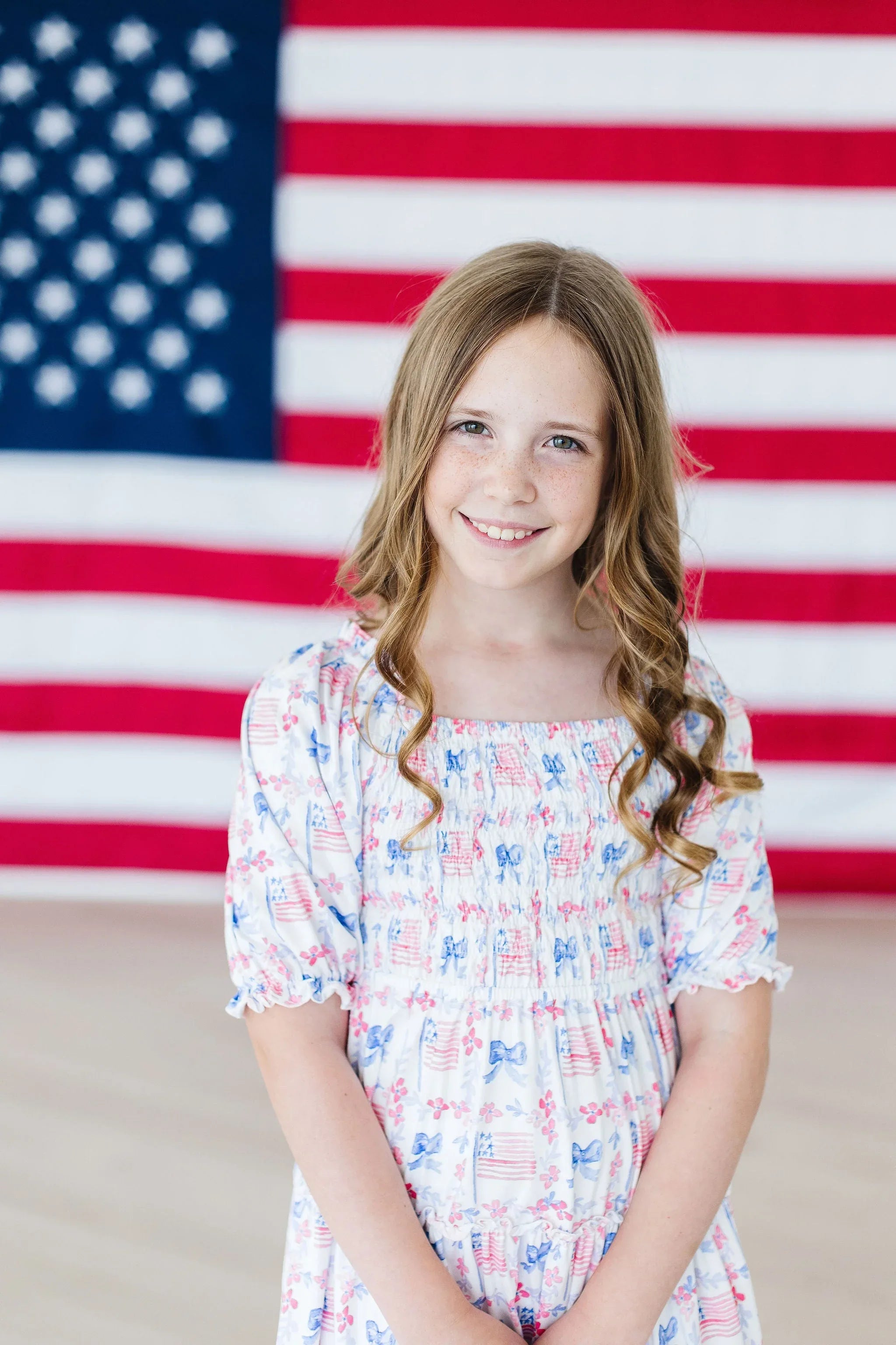 Vintage Flags Smocked Ruffle Dress - Mila & Rose ® - Flyclothing LLC
