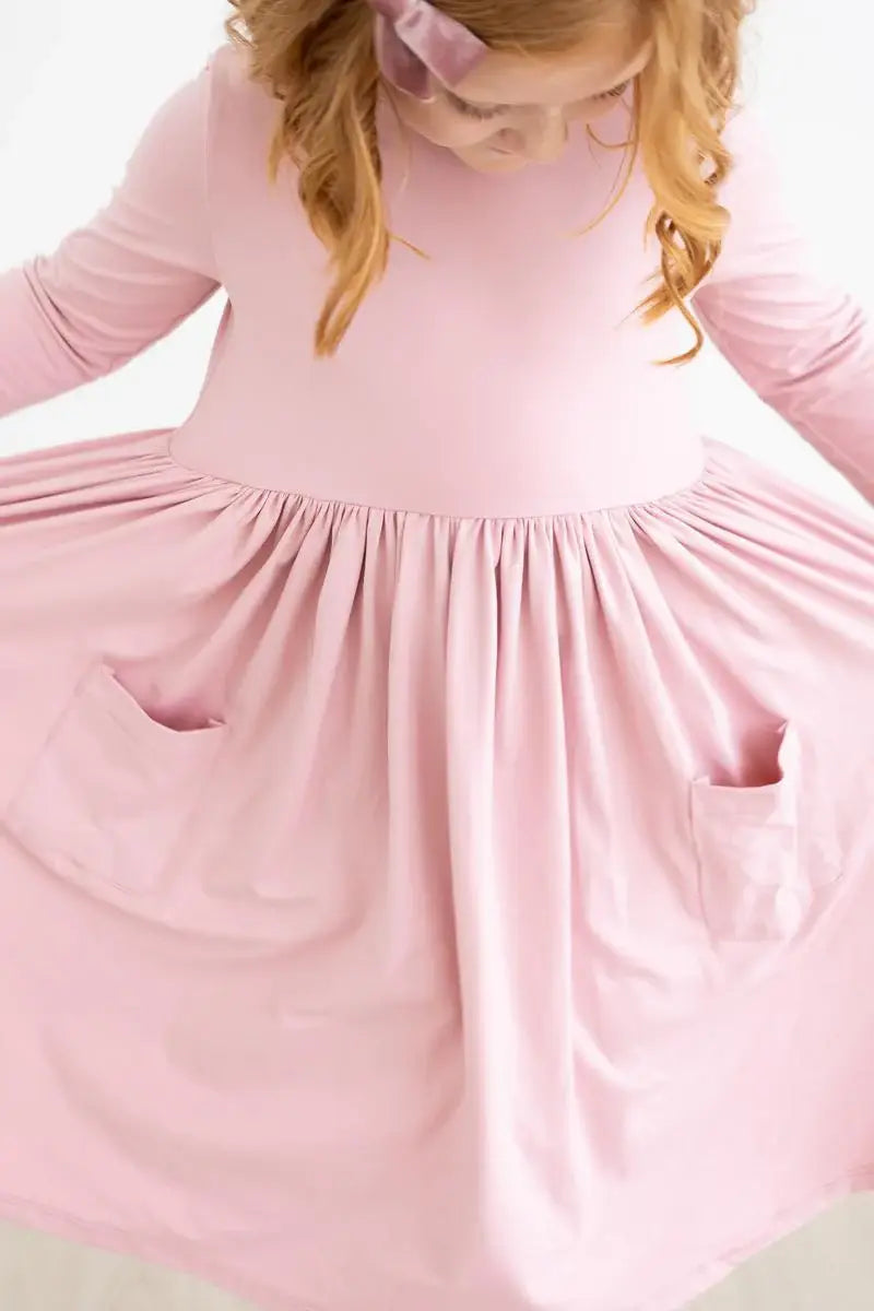 Vintage Pink 3/4 Sleeve Pocket Twirl Dress - Mila & Rose ® - Flyclothing LLC