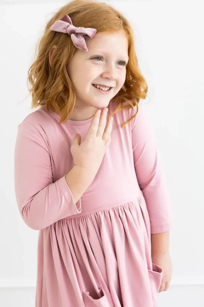 Vintage Pink 3/4 Sleeve Pocket Twirl Dress - Mila & Rose ® - Flyclothing LLC