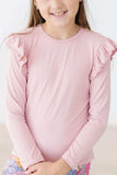 Vintage Pink L/S Ruffle Tee - Mila & Rose ® - Flyclothing LLC