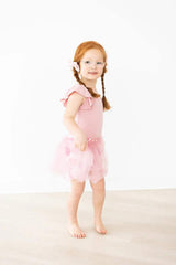 Vintage Pink S/S Flutter Sleeve Leotard - Mila & Rose ® - Flyclothing LLC