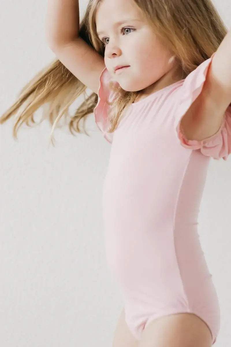 Vintage Pink S/S Flutter Sleeve Leotard - Mila & Rose ® - Flyclothing LLC