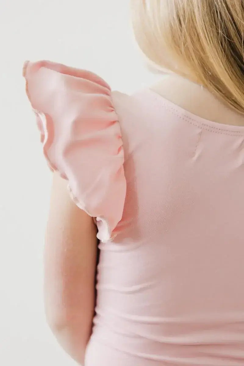 Vintage Pink S/S Flutter Sleeve Leotard - Mila & Rose ® - Flyclothing LLC