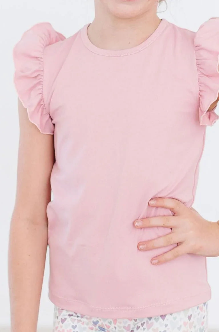 Vintage Pink S/S Ruffle Tee - Mila & Rose ® - Flyclothing LLC