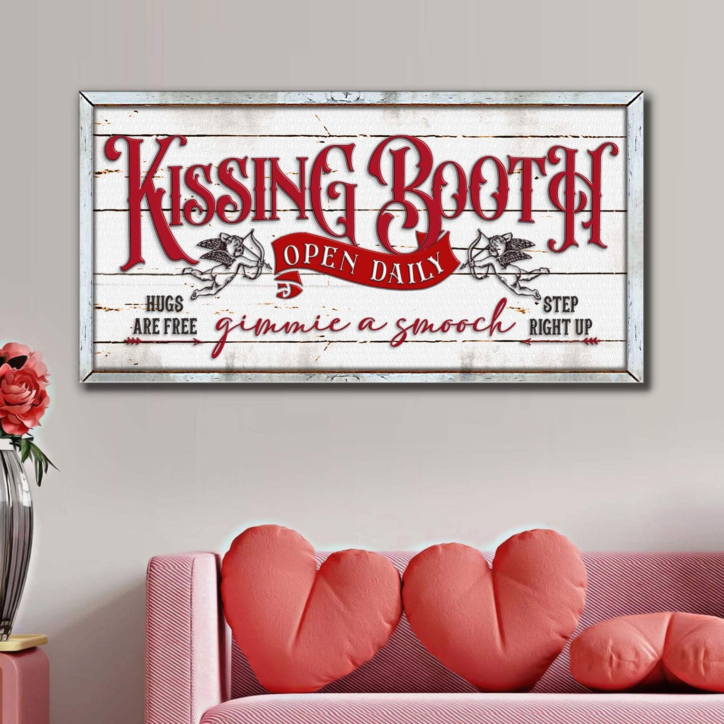 Vintage Rustic Kissing Booth Sign - Tailored Canvases - Flyclothing LLC