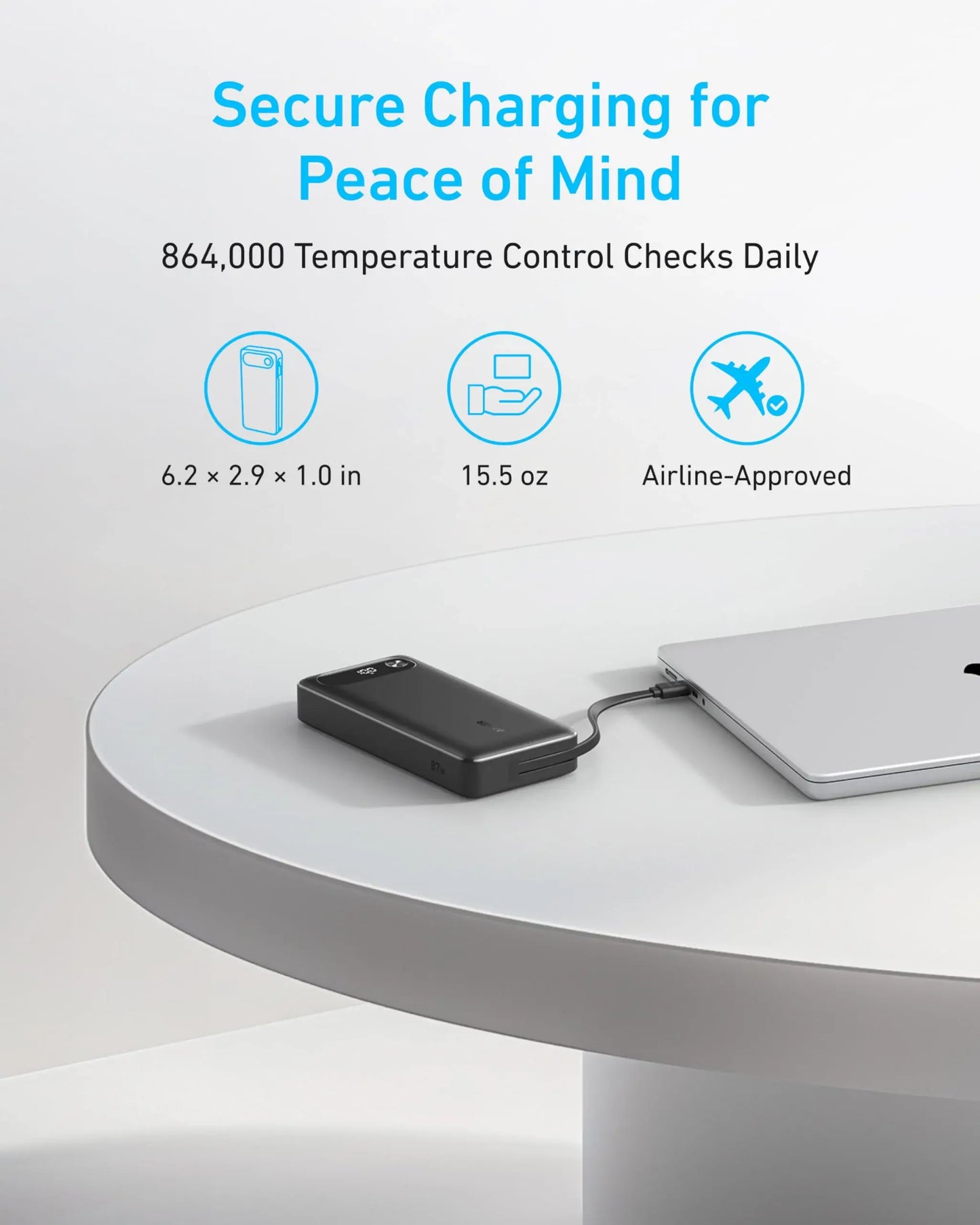 Anker Power Bank (20K, 87W, Built-In USB-C Cable) - Anker - Flyclothing LLC