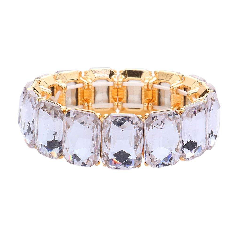 Emerald Cut Stone Stretch Evening Bracelet - Madeline Love - Flyclothing LLC