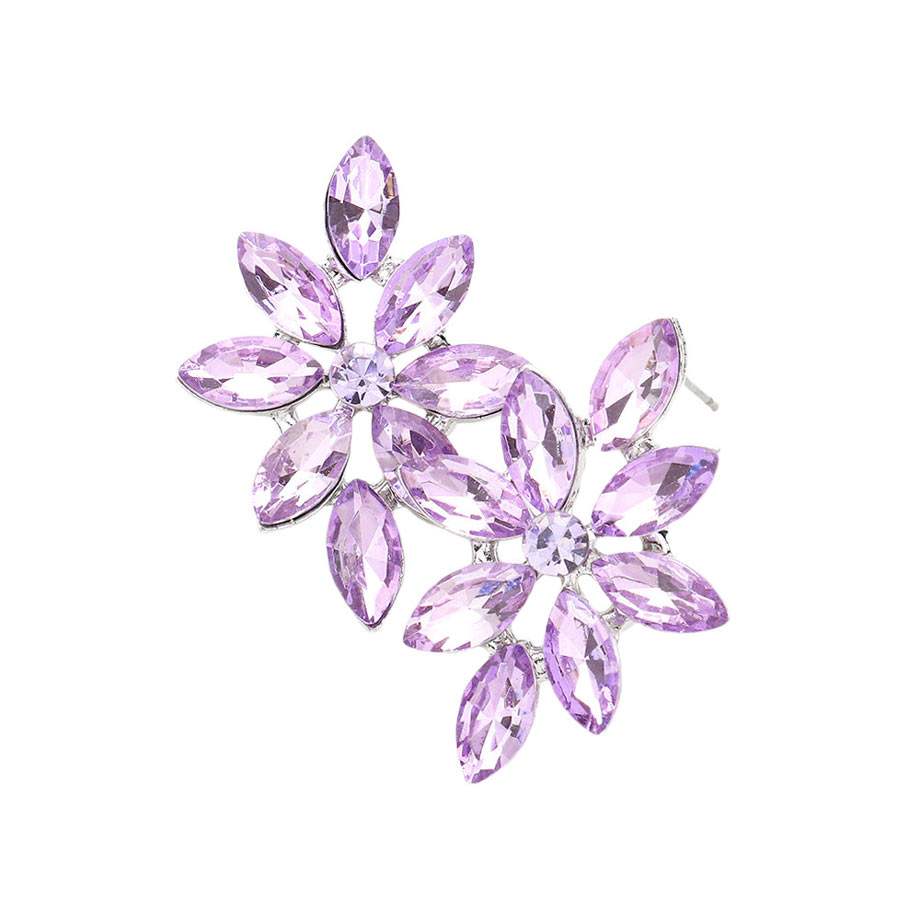 Floral Marquise Stone Cluster Evening Earrings - Madeline Love - Flyclothing LLC