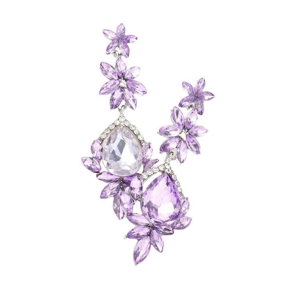 Marquise Stone Teardrop Floral Dangle Evening Earrings - Madeline Love - Flyclothing LLC