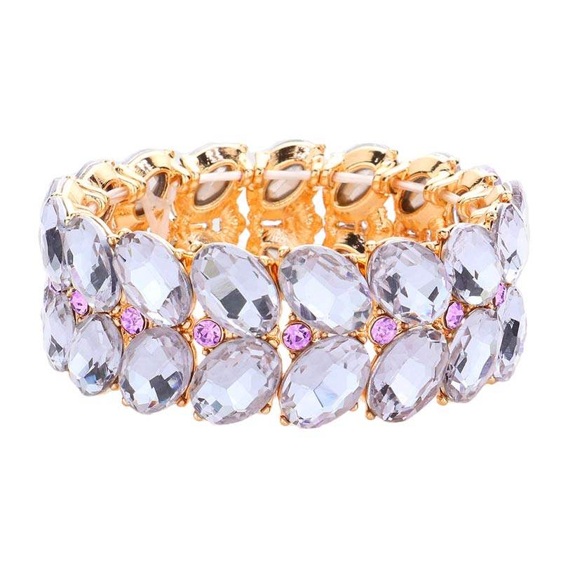 Oval Stone Cluster Stretch Evening Bracelet - Madeline Love - Flyclothing LLC