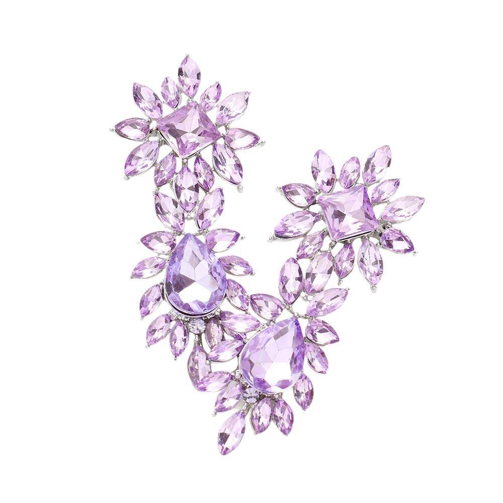 Square Teardrop Marquise Stone Cluster Evening Earrings - Madeline Love - Flyclothing LLC
