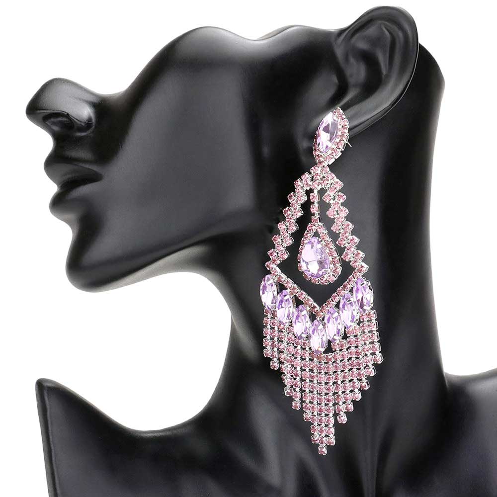 Teardrop Crystal Rhinestone Chandelier Evening Earrings - Madeline Love - Flyclothing LLC