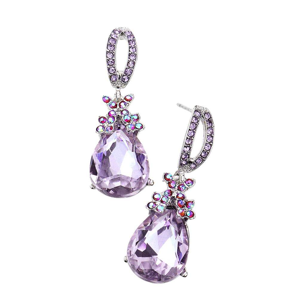 Teardrop Crystal Rhinestone Evening Earrings - Madeline Love - Flyclothing LLC