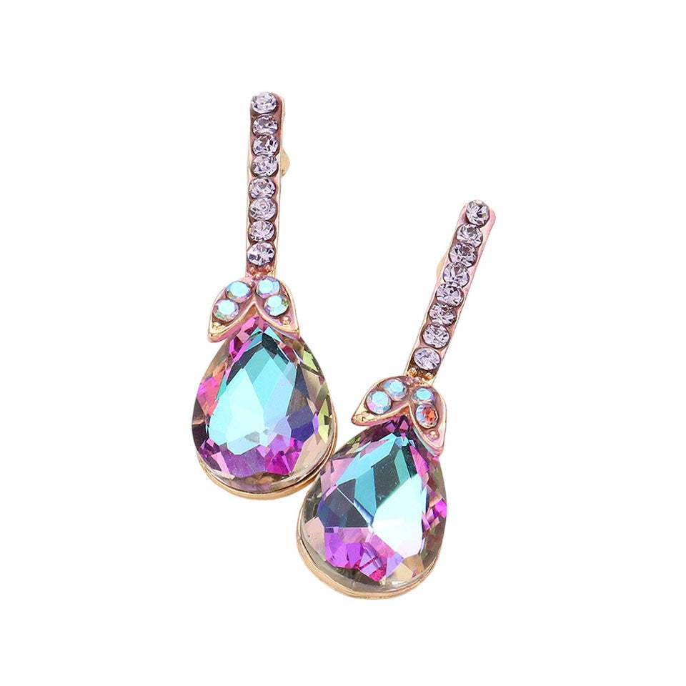 Teardrop Stone Accented Evening Earrings - Madeline Love - Flyclothing LLC