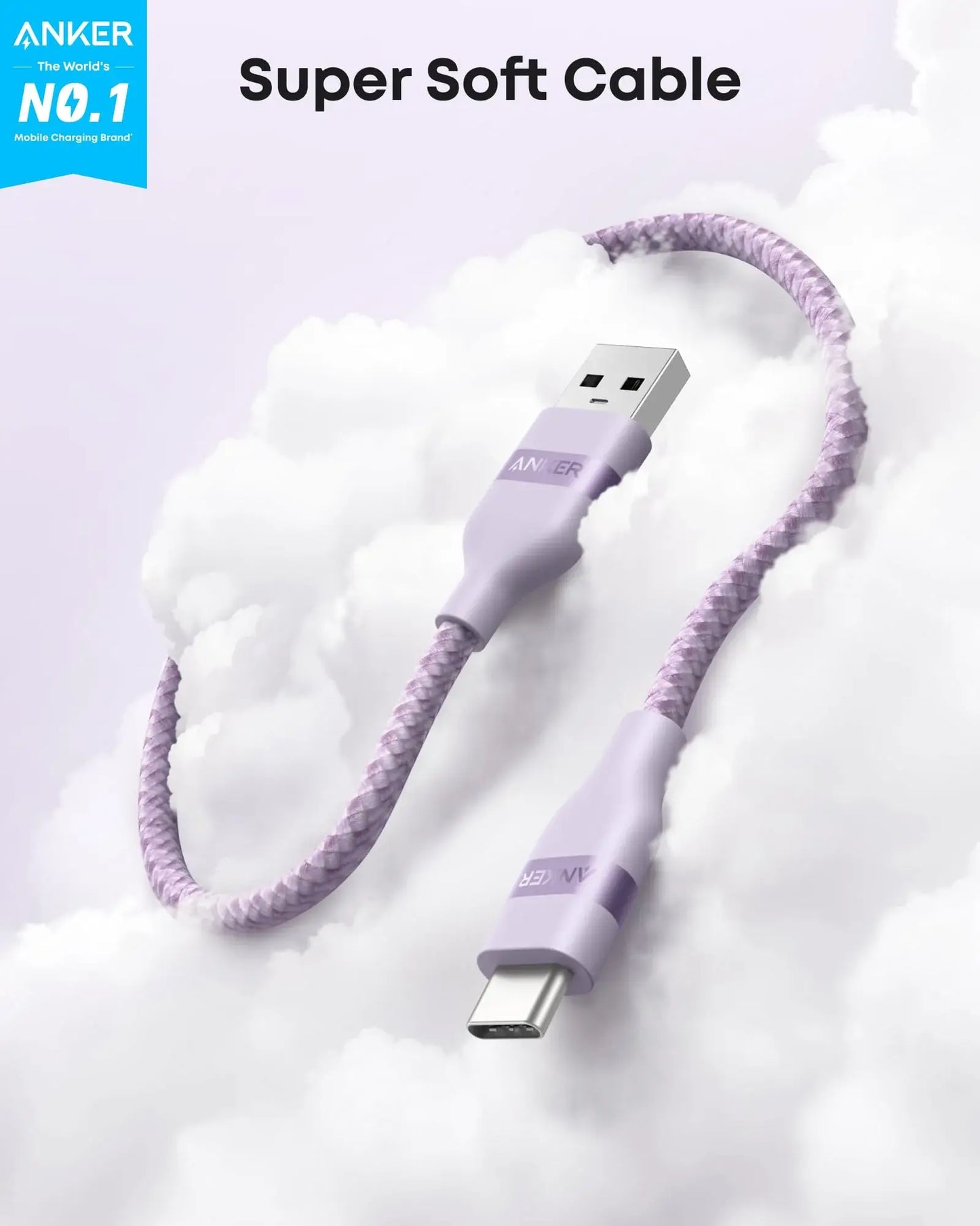 Anker USB-A to USB-C Cable (3 ft / 6 ft, Upcycled-Braided) - Anker - Flyclothing LLC
