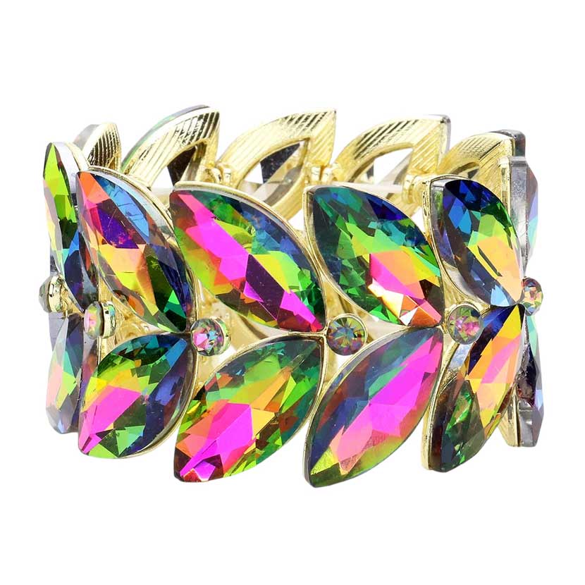 Marquise Stone Cluster Stretch Evening Bracelet - Madeline Love - Flyclothing LLC