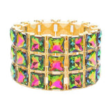 3Rows Square Stone Stretch Evening Bracelet - Madeline Love - Flyclothing LLC